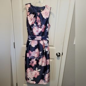 NAVY BLUE WITH PINK FLOWERS DRESS